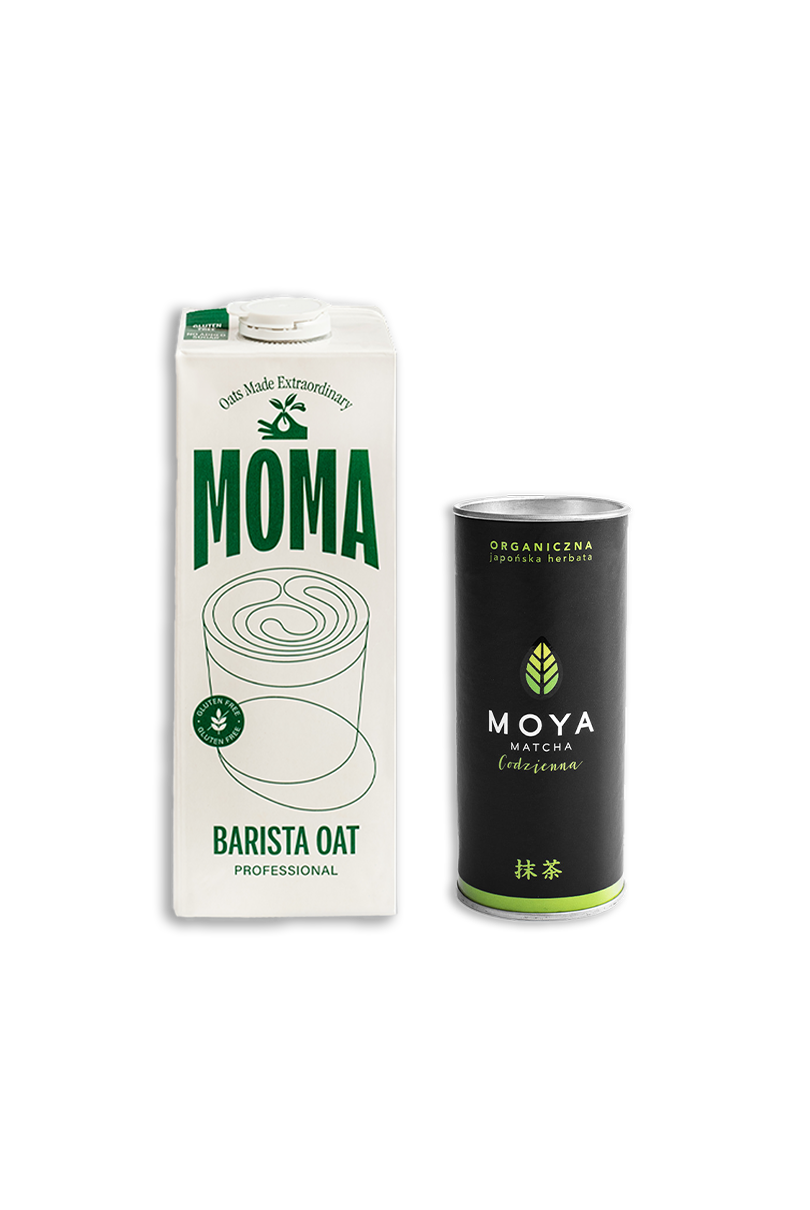 Zestaw Moya Matcha Codzienna 30g + MOMA Napój owsiany Barista Professional 1L