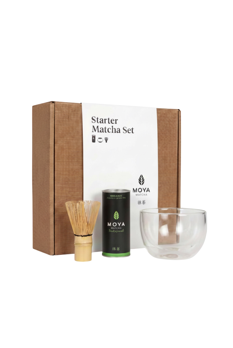 Moya Matcha Starter set with glass matcha bowl