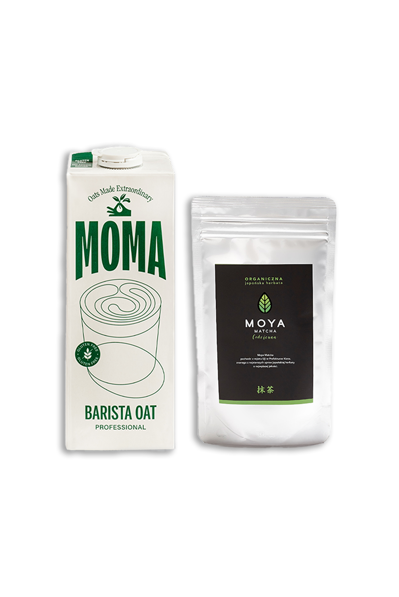 Zestaw Moya Matcha Codzienna 50g + MOMA Napój owsiany Barista Professional 1L