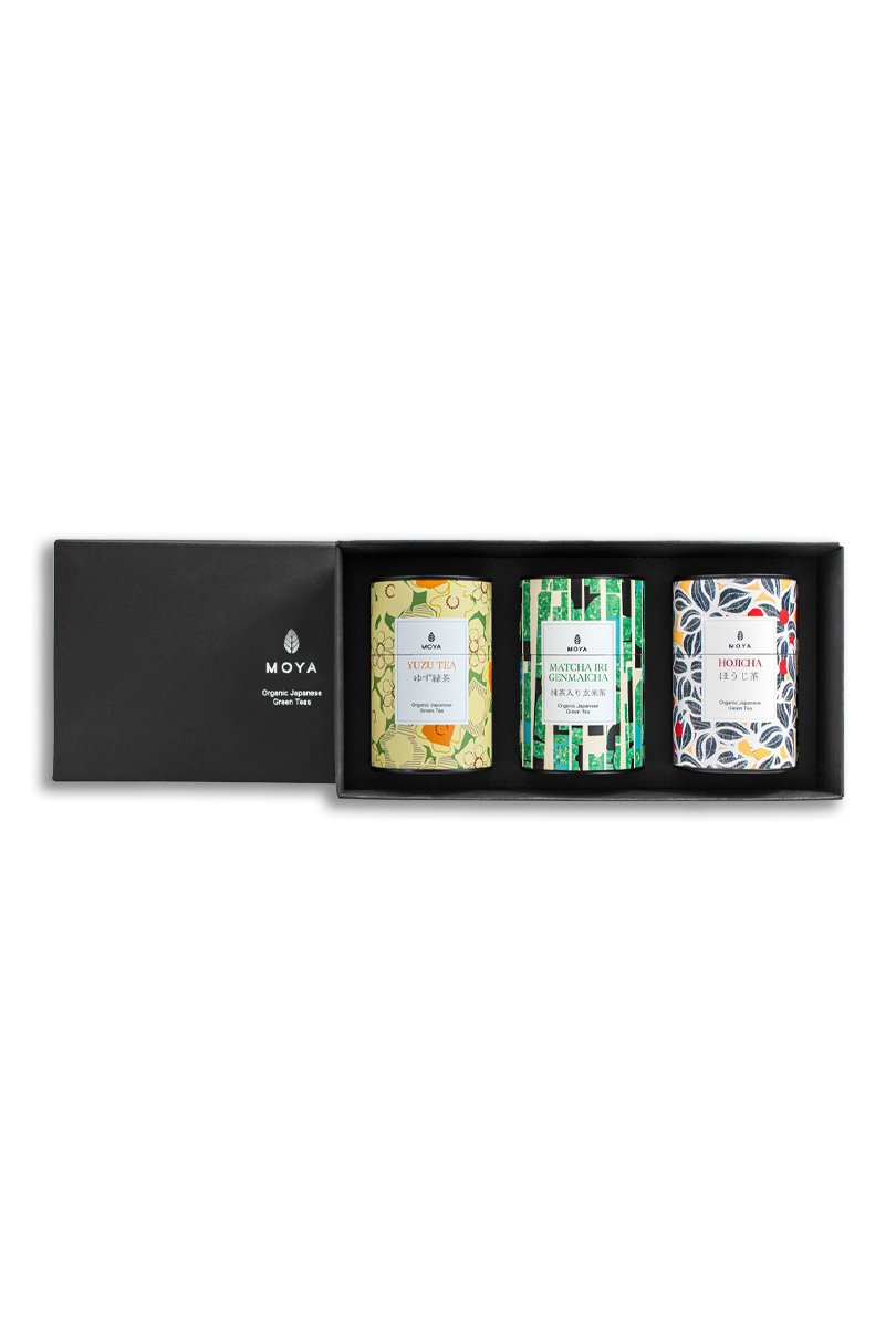 Moya Leaf Green Tea Set Yuzu Tea &amp; Matcha Iri Genmaicha &amp; Hojicha